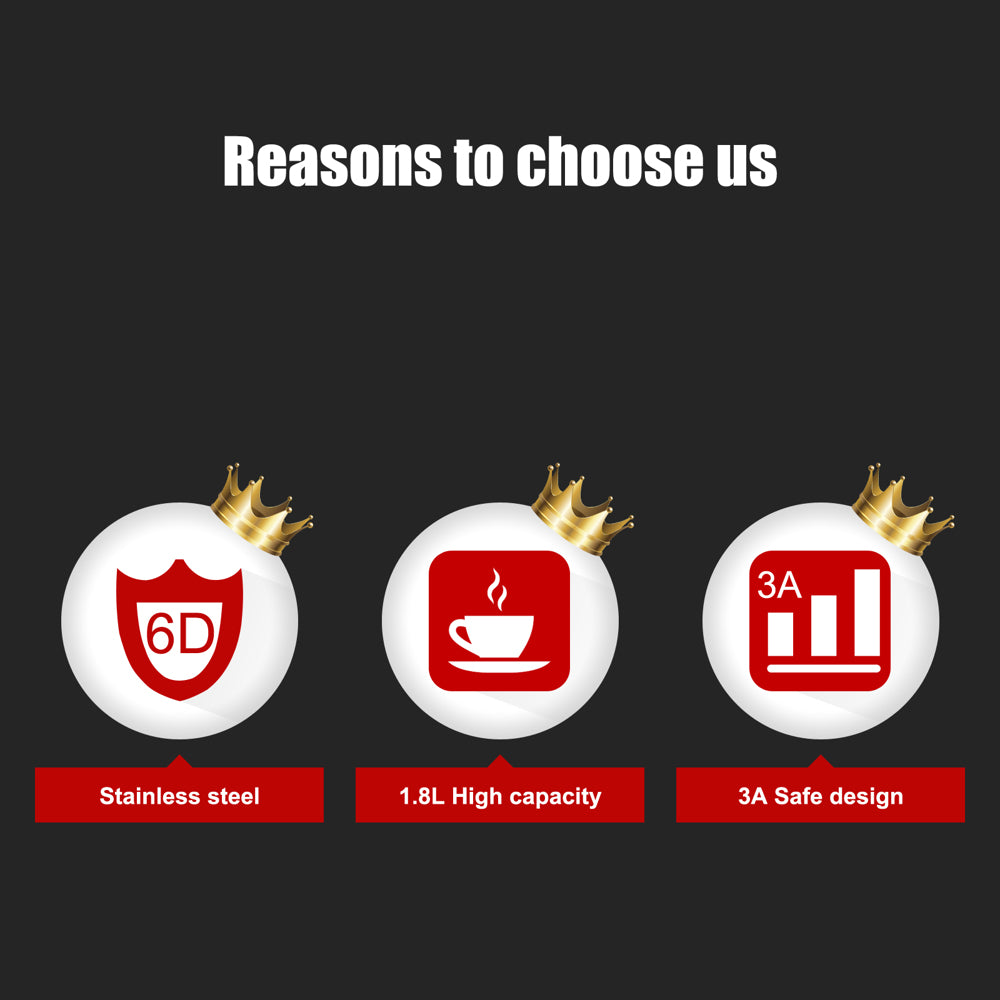 2000W 220V 1.8L Electric Glass Kettle with 7 Changing LED Lights