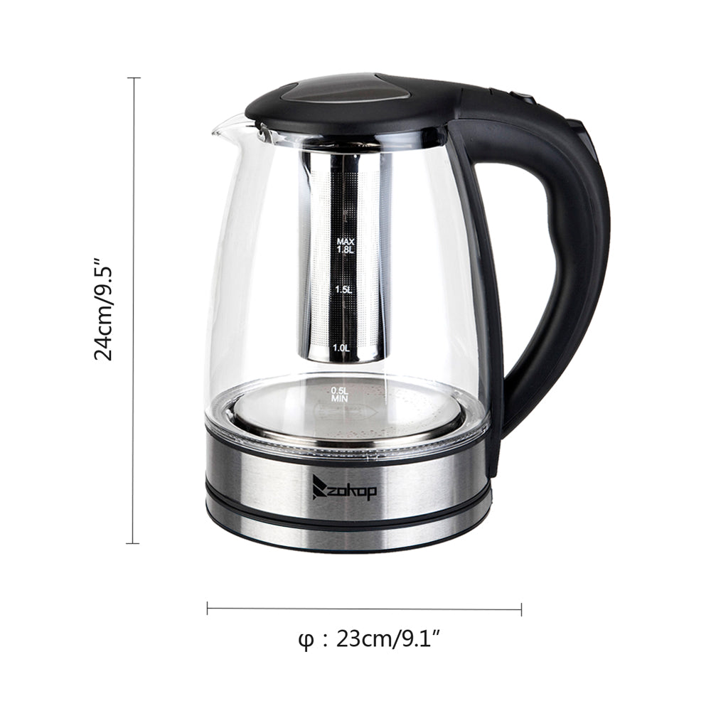 2000W 220V 1.8L Electric Glass Kettle with 7 Changing LED Lights