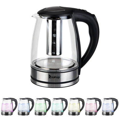 2000W 220V 1.8L Electric Glass Kettle with 7 Changing LED Lights